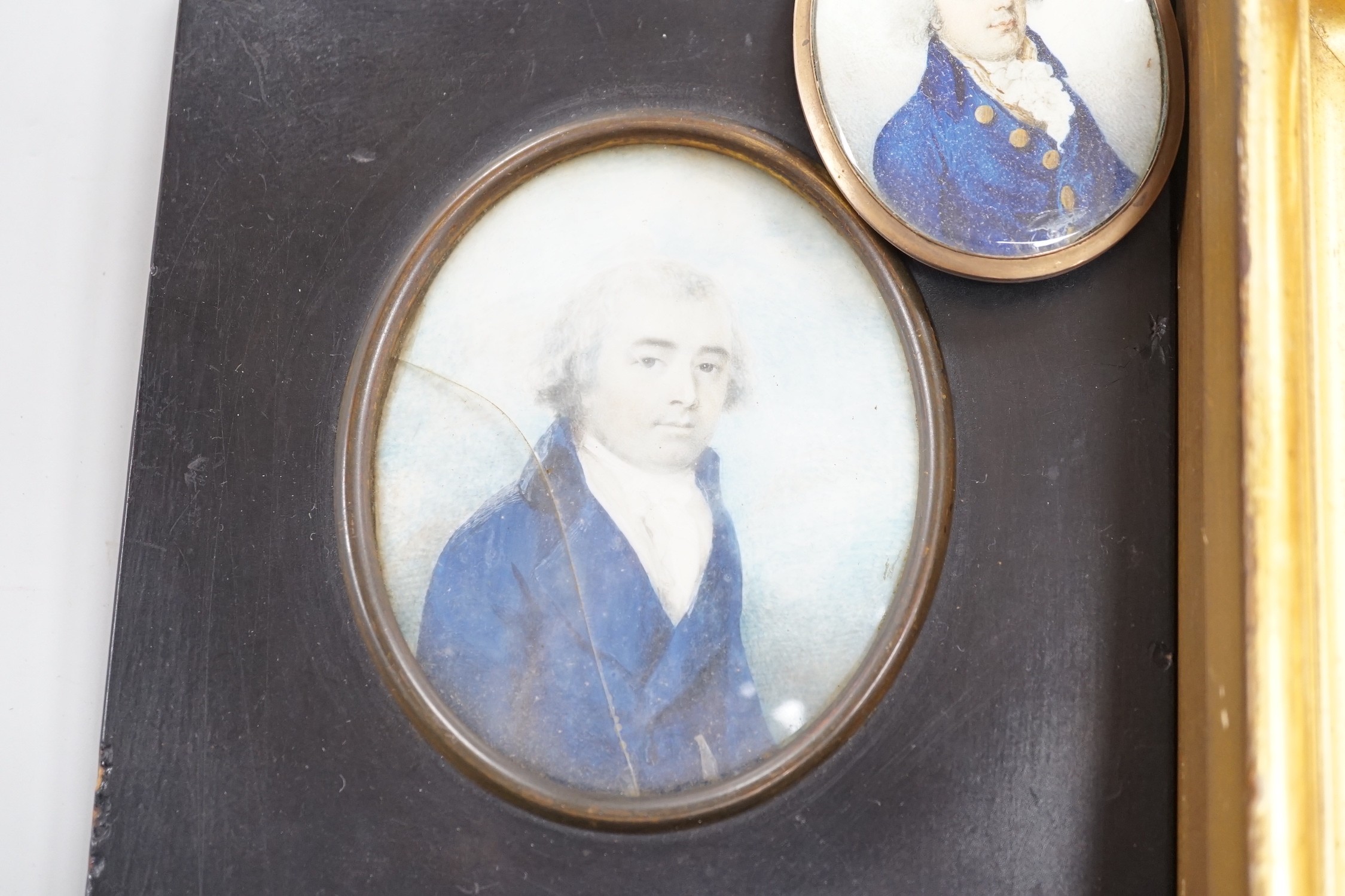 A selection of three watercolour portrait miniatures on ivory relating to the Potenger Family